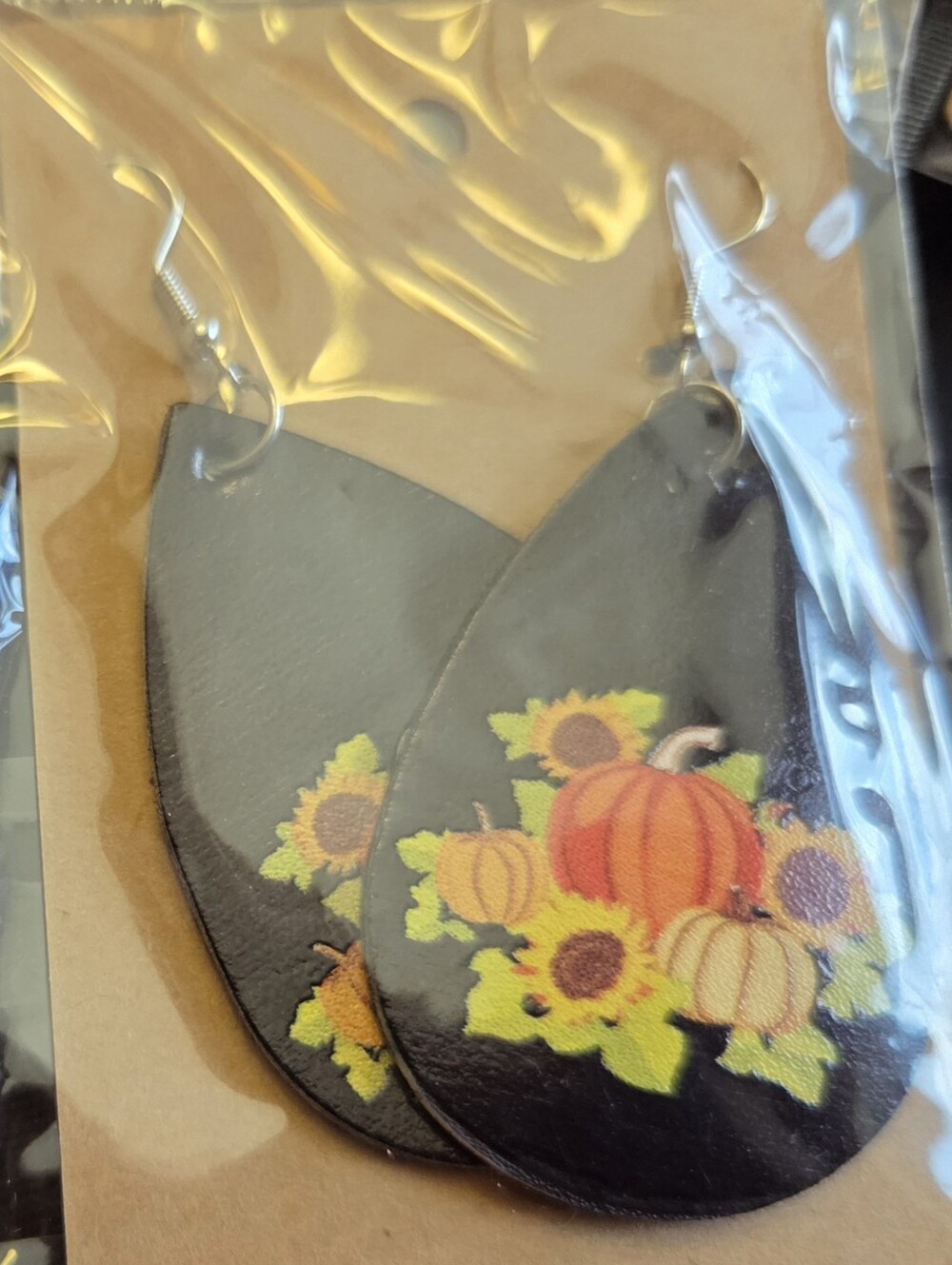 Sunflower & Pumpkin Teardrop Earrings